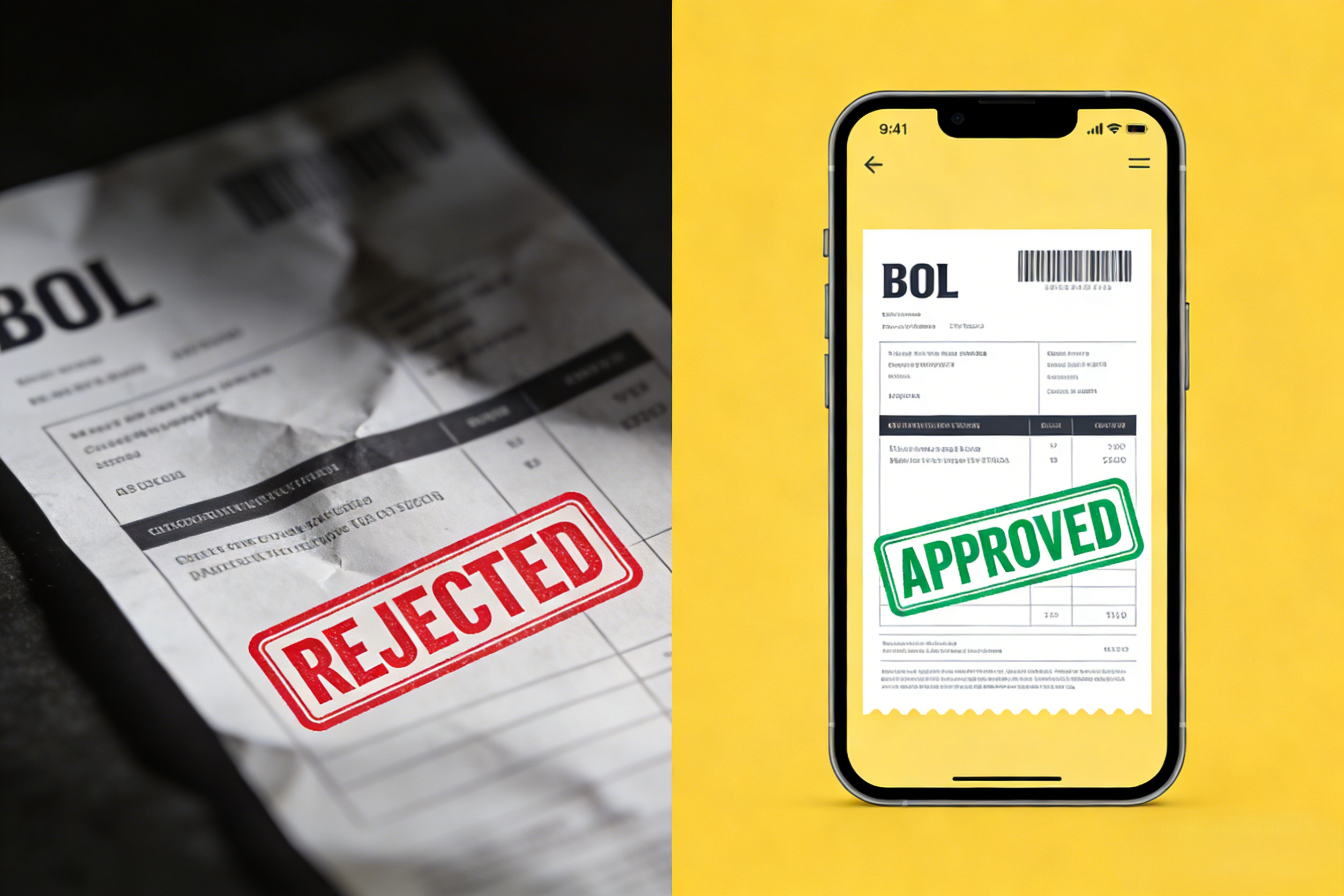 BOL quality guide showing perfect vs poor document scans